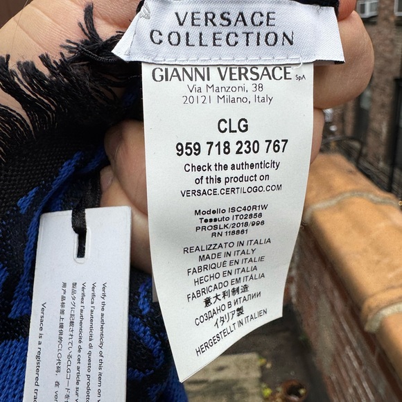 Versace Collection Black and Blue Scarf - Picture 2 of 7